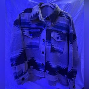 Aztec Jacket | La Miel | Blue & Grey | Button Up Jacket |